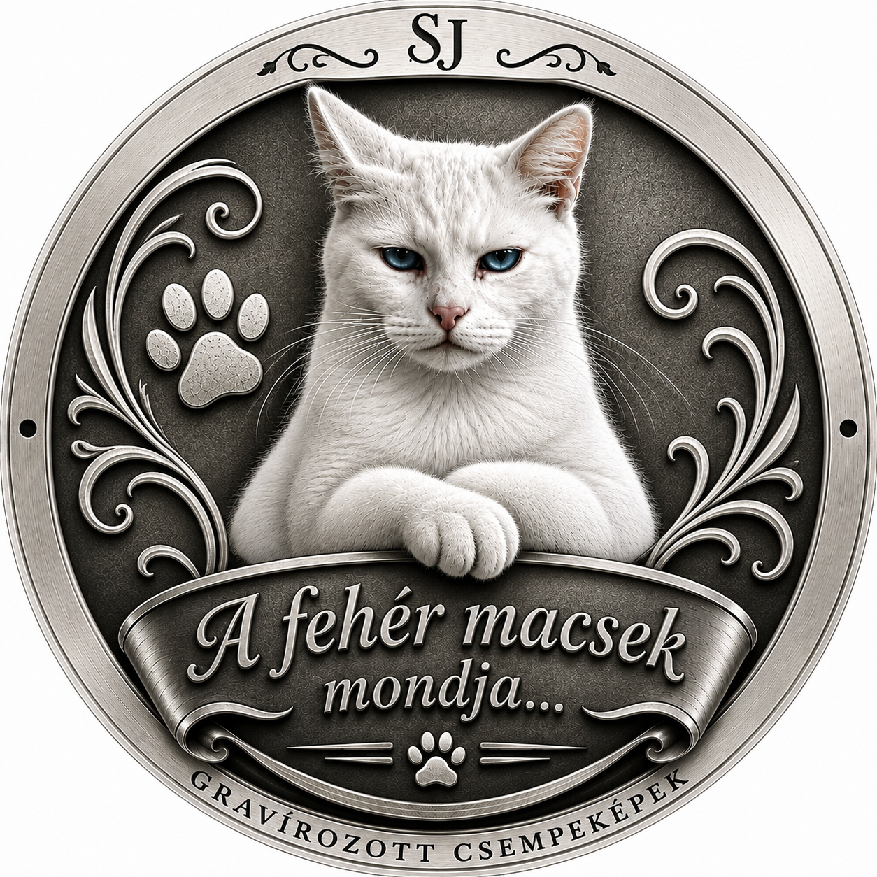 A fehér macsek mondja – Gravírozott CsempeKépek